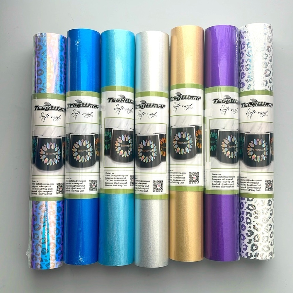 NWT TeckWrap Craft Vinyl Bundle 7 Shimmery Colors and 1 Roll of Transfer Tape
